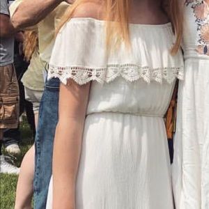 Off the Shoulder White Lace Dress